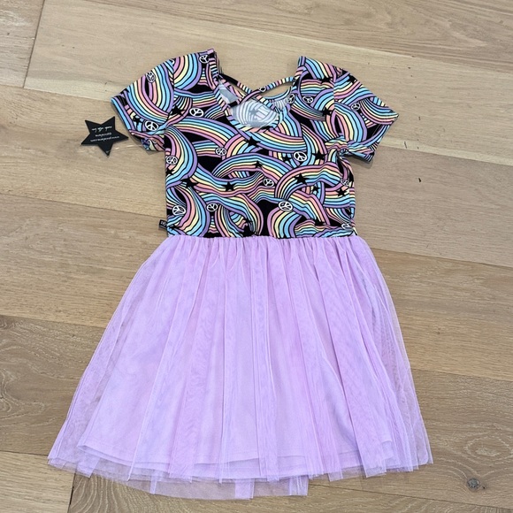 NWT Pixie Lane Girls Rainbow Short Sleeve Dress with Lavender Tulle size 8 - Picture 6 of 8
